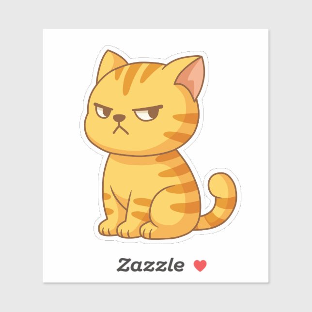 Sticker Chat tigré orange grincheux (Feuille)
