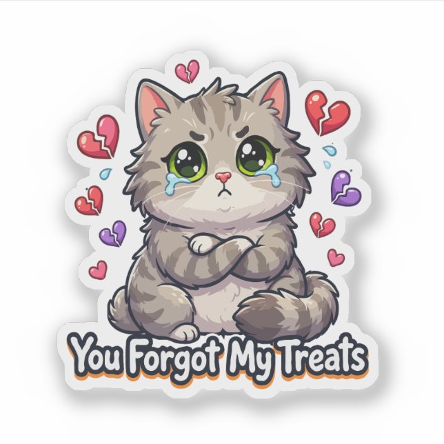 Sticker Chat triste, vous avez oublié mes friandises (Devant)