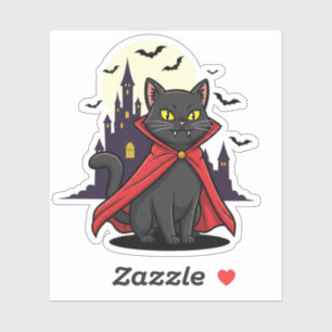 Sticker Chat Vampire - Cute Fangé Halloween Kitty