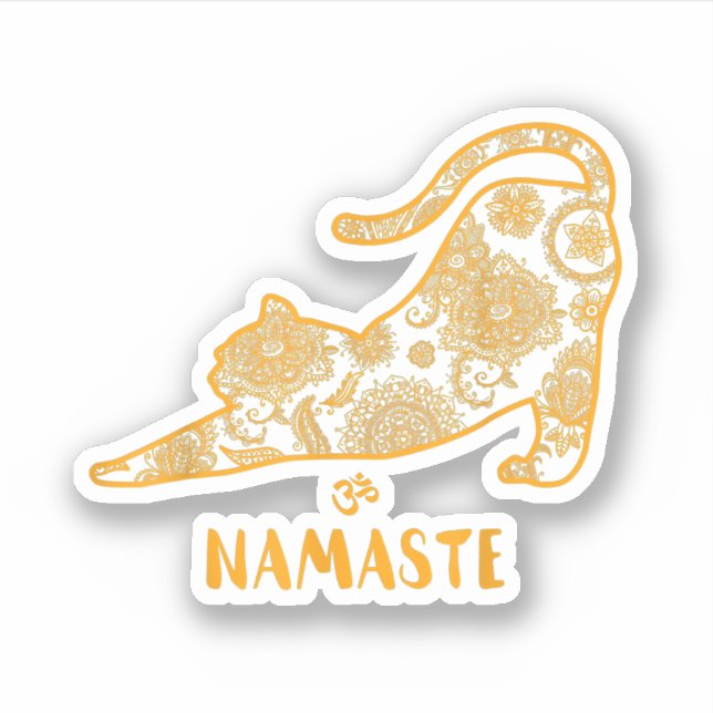 Sticker Chat Yoga Namaste OM - Funny Yoga T-shirt cadeau (Devant)