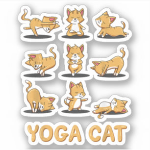 Sticker Chat Yoga Zen Chat Yoga Pose Méditation Hommes Fem
