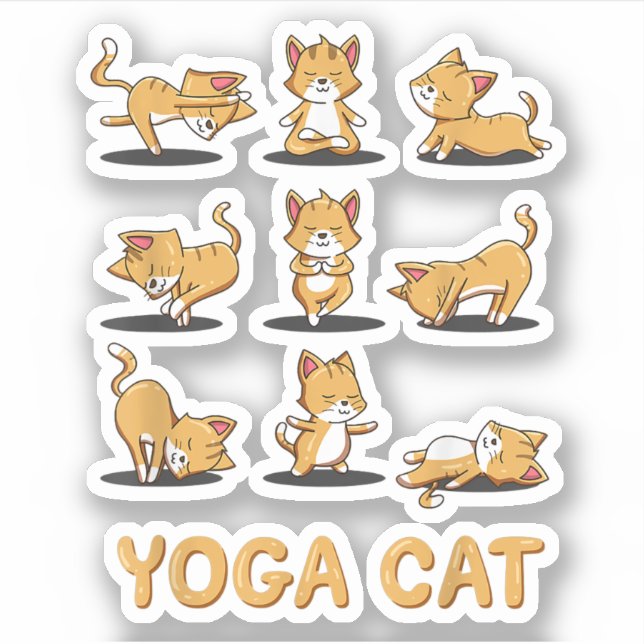 Sticker Chat Yoga Zen Chat Yoga Pose Méditation Hommes Fem (Devant)