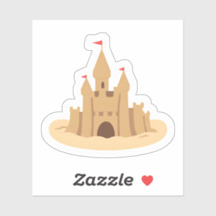 Sticker Château de sable   Plage estivale mignonne dessiné