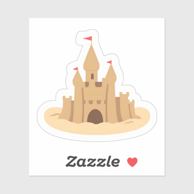 Sticker Château de sable | Plage estivale mignonne dessiné (Feuille)