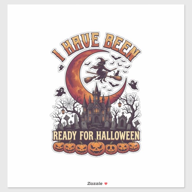 Sticker Château de sorcière d'Halloween prêt à la Lune_1 (Feuille)