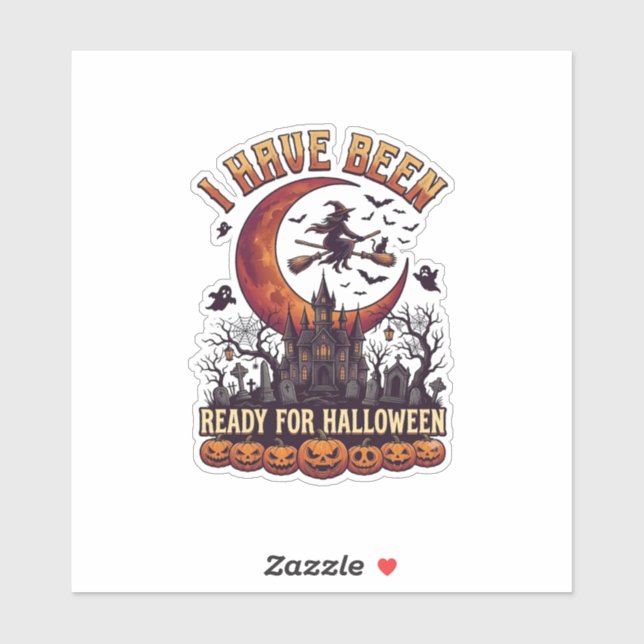 Sticker Château de sorcière d'Halloween prêt depuis longte (Feuille)