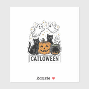 Sticker Chatloween Chat Fantôme Vintage Design de Chemise