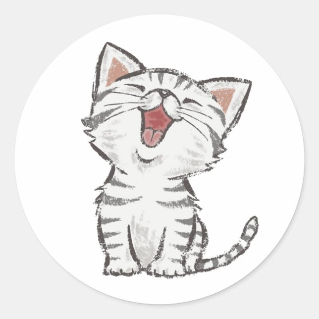 Sticker chaton à mâcher joyeux gris (gris) (Devant)