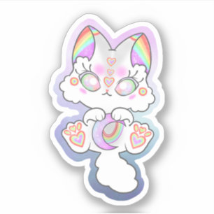 Sticker chaton arc-en-ciel