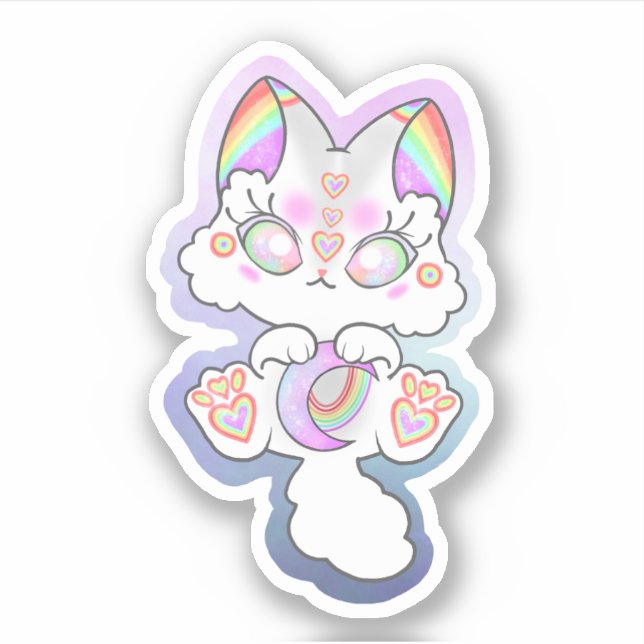 Sticker chaton arc-en-ciel (Devant)
