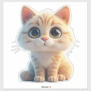 Sticker Chaton de dessin animé adorable avec de grands yeu