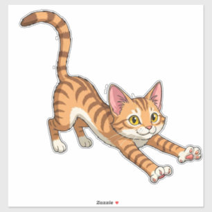 Sticker Chaton de dessin animé orange joueur