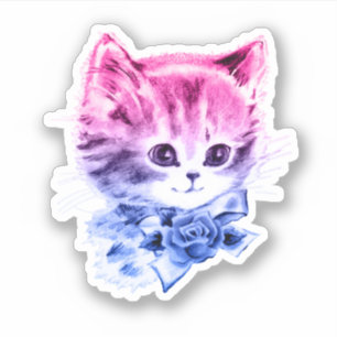 Sticker Chaton de fierté bisexuelle