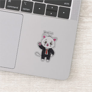 Sticker Chaton mignon en costume cravate dessin animé
