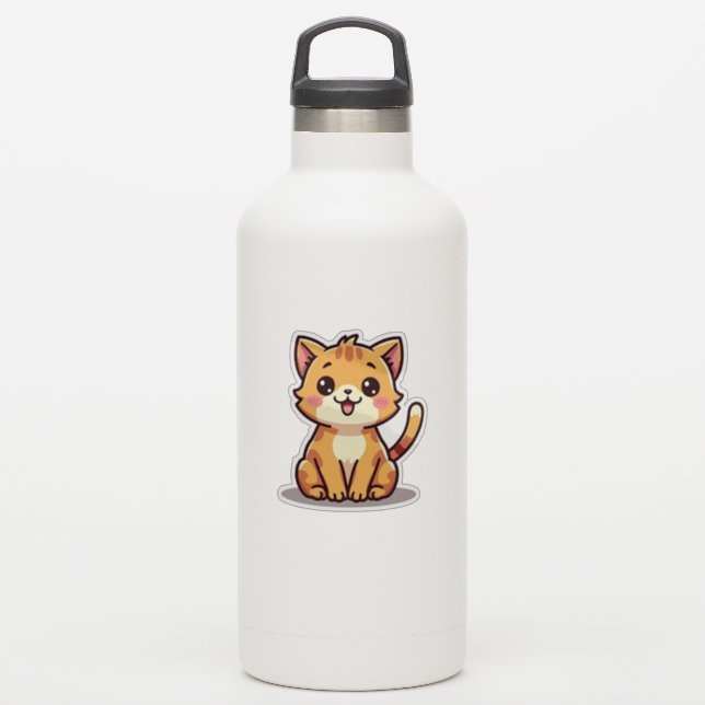 Sticker Chaton orange tabby joueur – Style Chibi (Gourde)