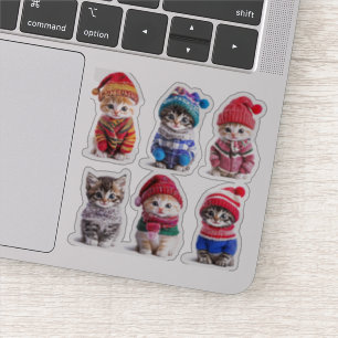 Sticker Chatons d'hiver douillets Chatons doux sur chats