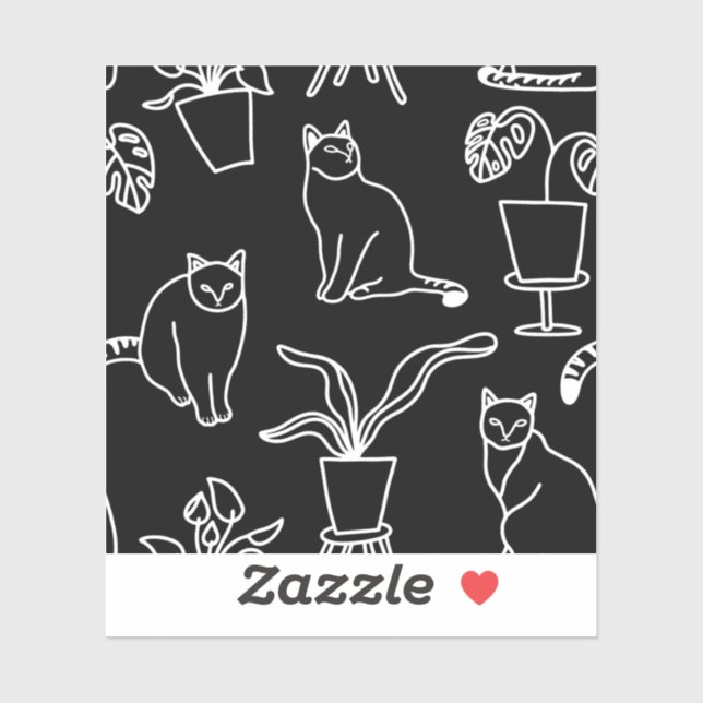 Sticker Chats blancs en noir (Feuille)