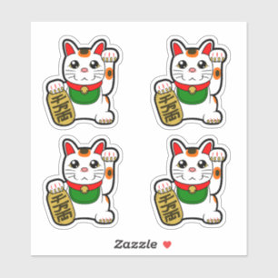 Sticker Chats chanceux japonais - Maneki Neko Vinyl
