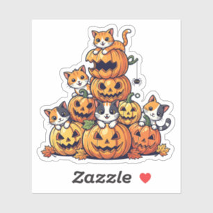 Sticker Chats citrouilles - Chats adorables