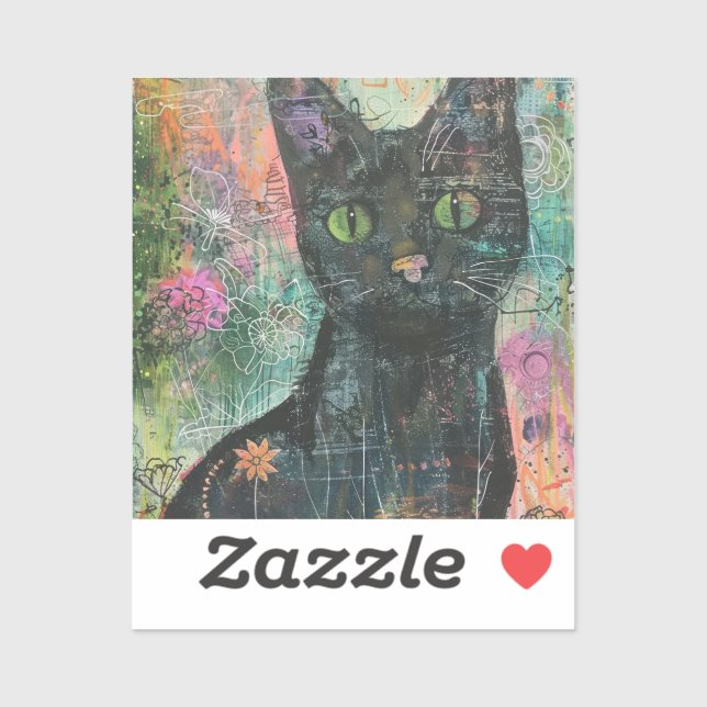 Sticker Chats d'aquarelle Boho - Art de la féline terrestr (Feuille)