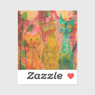 Sticker Chats d'aquarelle de Boho - Art de la féline terre