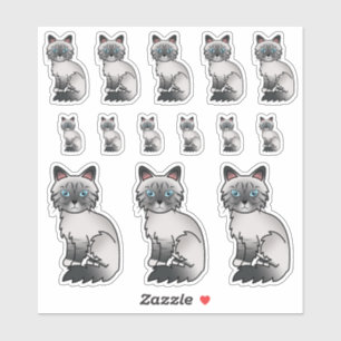 Sticker Chats de dessin animé Birman / Ragdoll Tabby Point