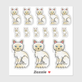 Sticker Chats de dessin animé mignons Birman / Ragdoll au 