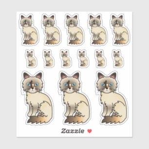 Sticker Chats de dessin animé mignons Birman / Ragdoll éca