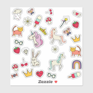 Sticker Chats de jour magiques lapins licornes enfants