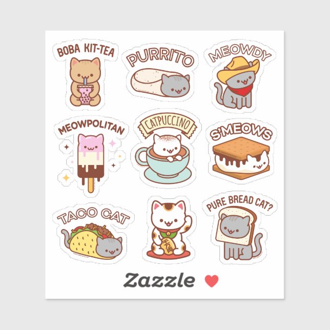 Sticker Chats de Jubby - Fiche d'autocollants de mèmes de  (Feuille)