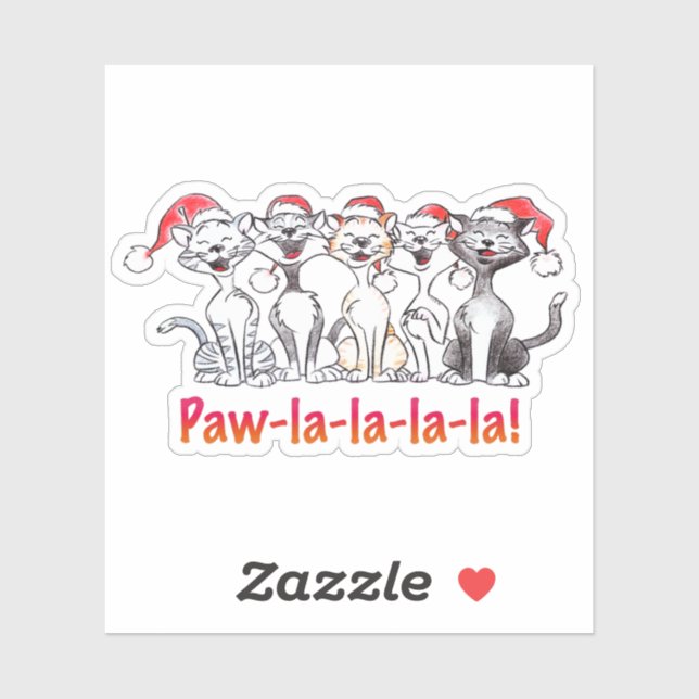 Sticker Chats de Noël chantants avec des chapeaux de Père  (Feuille)