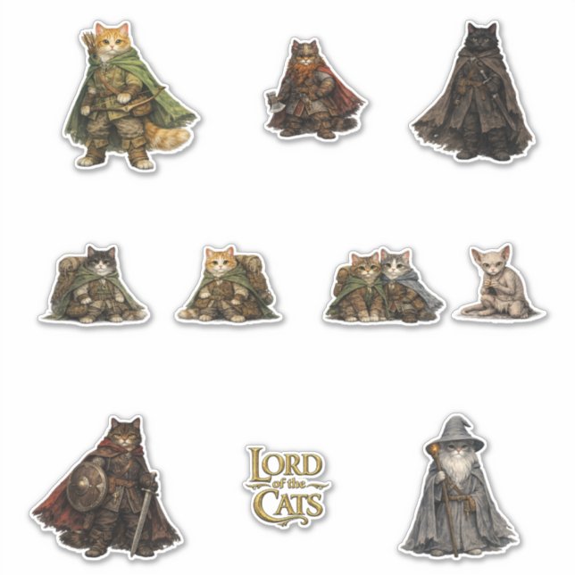 Sticker Chats de quête de fantasy épique (Devant)