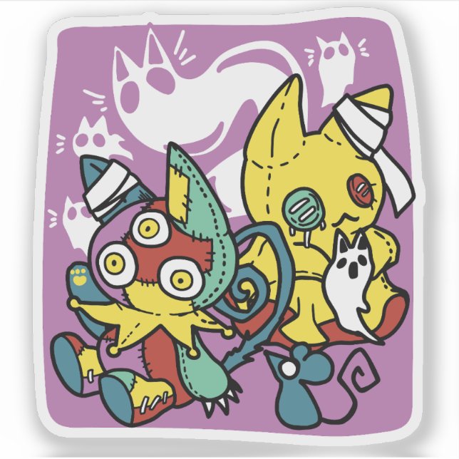 Sticker Chats déplaisants Halloween Art : Paw-sitly Fright (Devant)