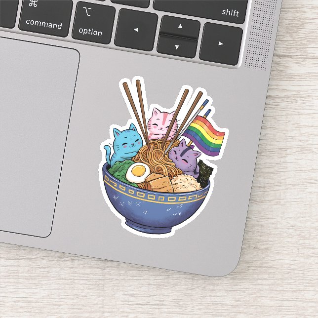 Sticker Chats Drapeau Arc-en-ciel Ramen Anime Mois de la f (Détail)