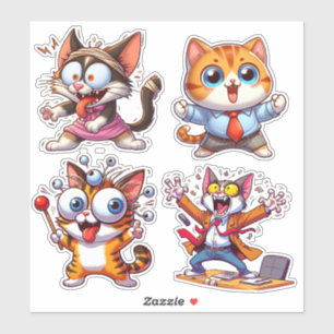 Sticker Chats Enfants Au Travail