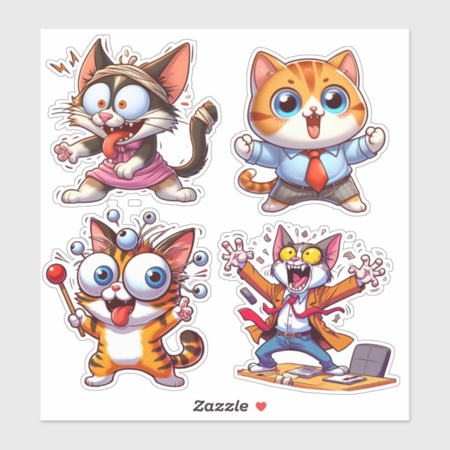 Sticker Chats Enfants Au Travail (Feuille)