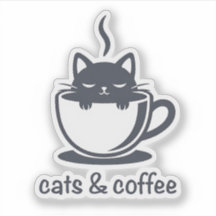 Chats et Café Drôle Kawaii Noir Esthétique Féline