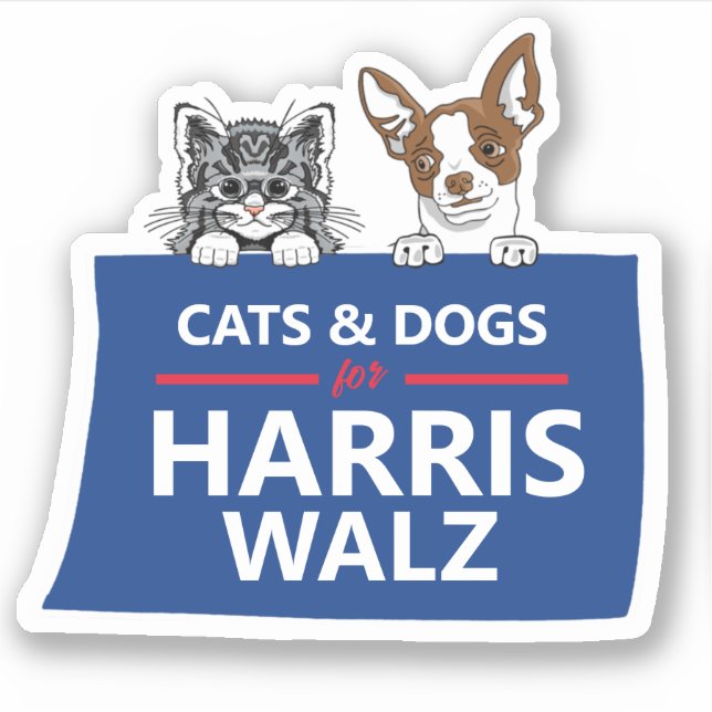 Sticker Chats et chiens pour Harris Walz (Devant)