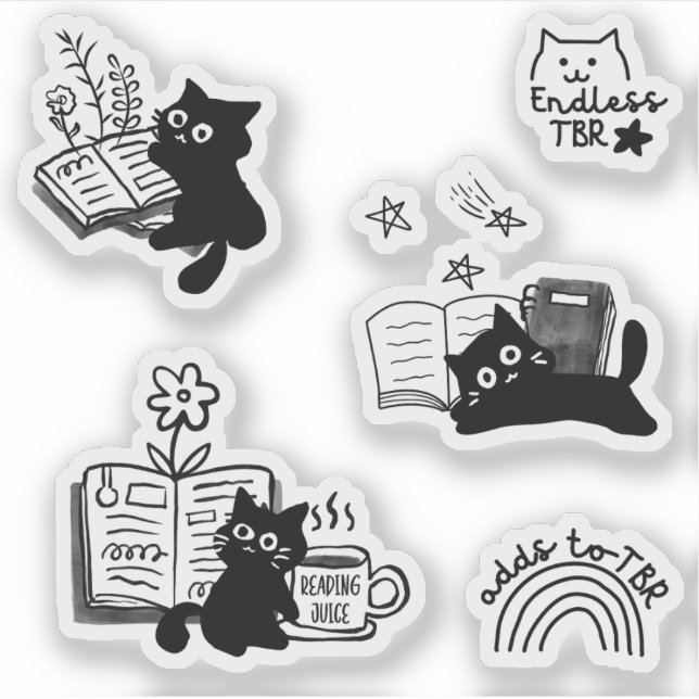 Sticker Chats et livres Chiens d'animaux mignons Pack de l (Devant)