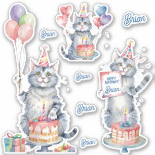 Sticker Chats Joyeux Anniversaire Personnalisé