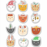 Sticker Chats Kitty Christmas<br><div class="desc">De mignons chats de Noël pour égayer vos décorations, cartes et cadeaux.</div>