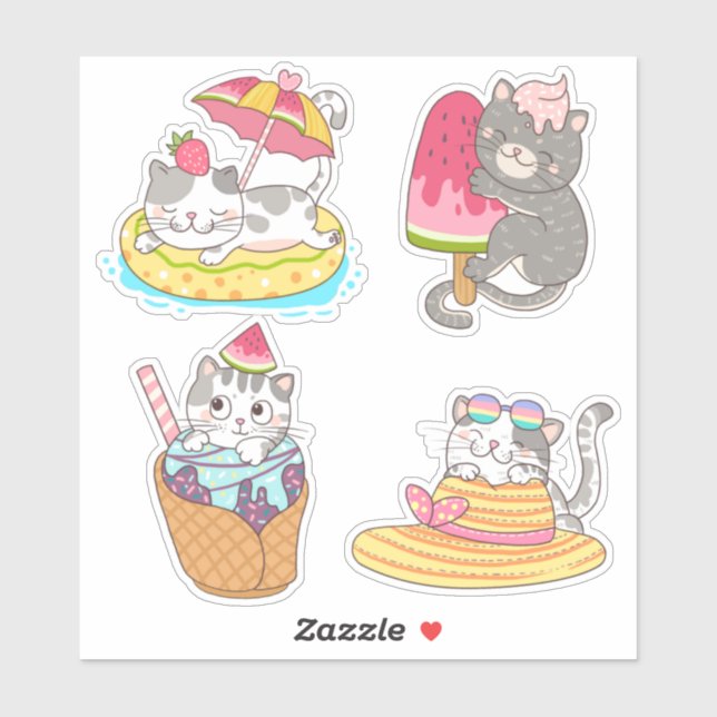 Sticker Chats mignons (Feuille)