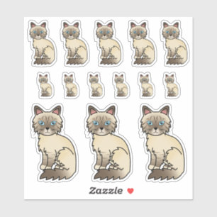 Sticker Chats mignons Birman / Ragdoll au point chocolat t