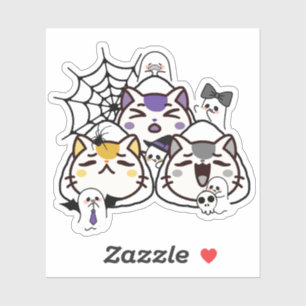 Sticker Chats Onigiri Sombres - Sushi Halloween Kawaii