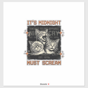 Sticker Chats qui hurlent à minuit drôle Design de T-shirt