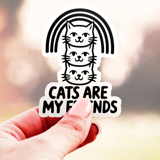 Sticker Chats Sont Mes Amis Chat Mignon Arc-en-Ciel Vinyle (Créateur téléchargé)