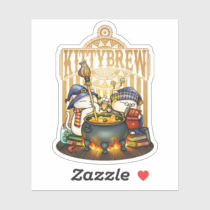 Sticker Chats sorciers d'Halloween Kitty Brew