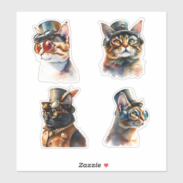 Sticker Chats Steampunk (Feuille)