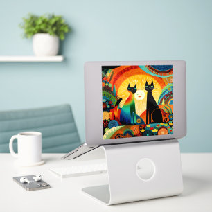 Sticker Chats sur fond lumineux et coloré,
