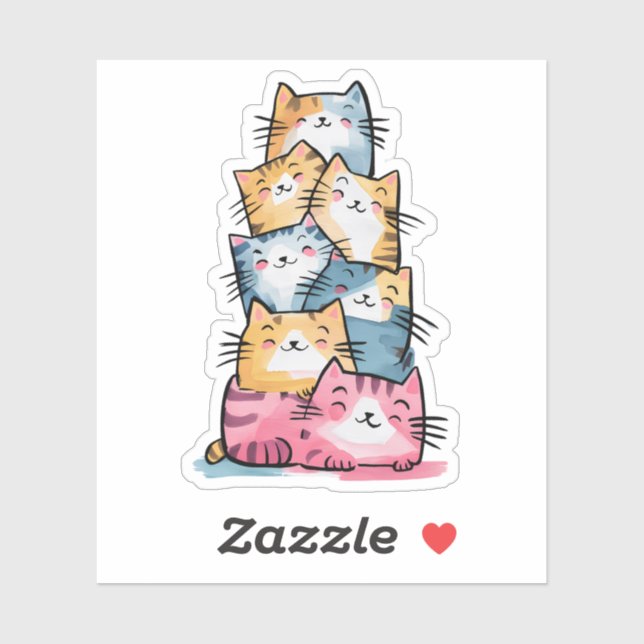 Sticker Chats Whimsical Watercolor Moderne (Feuille)